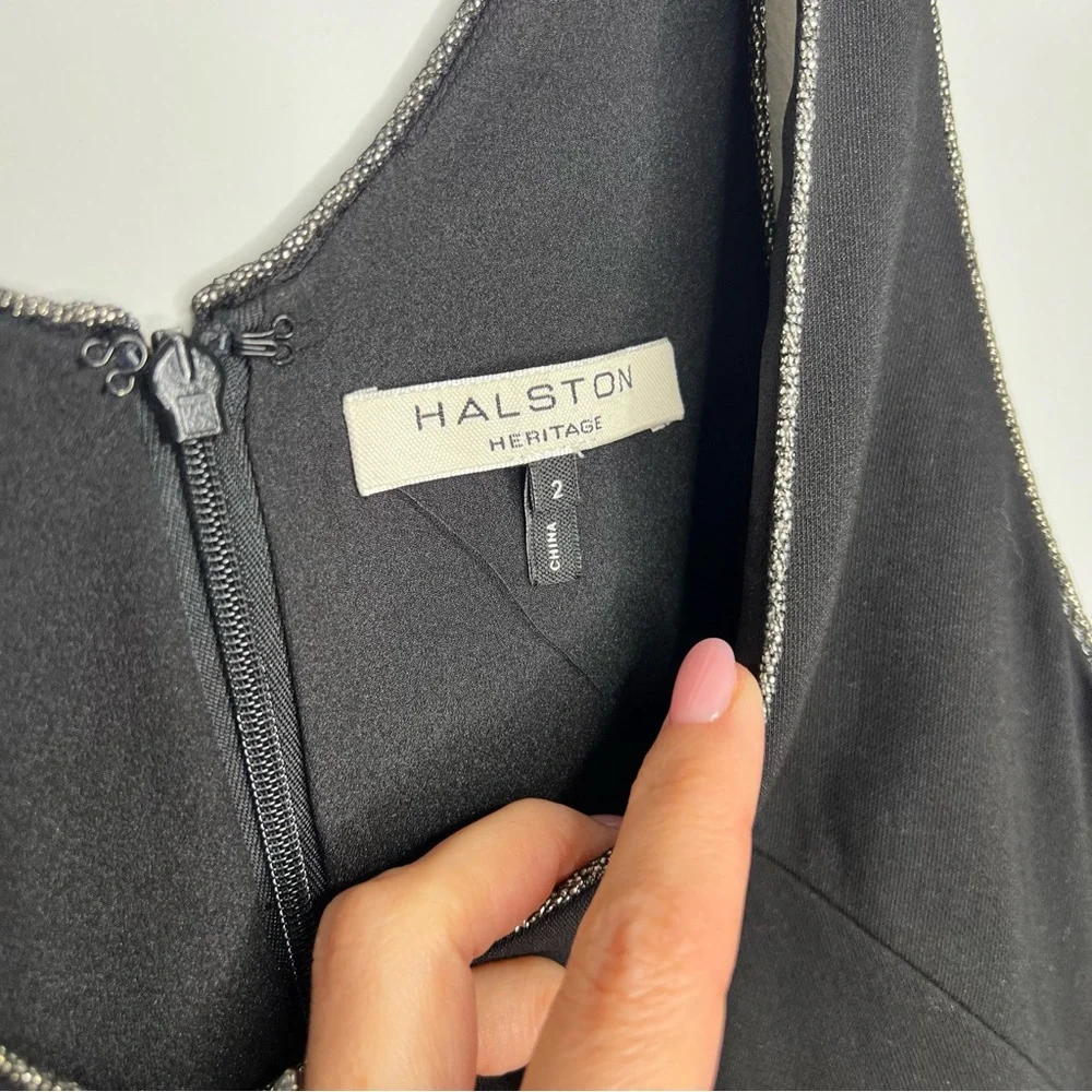 Halston Heritage Black Mini Fit & Flare Dress‎ Scoop Neck Tank Party B2